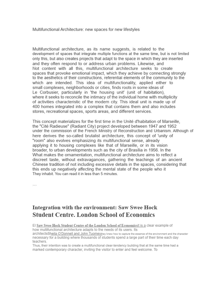 Multifunctional Architecture Explained | PDF