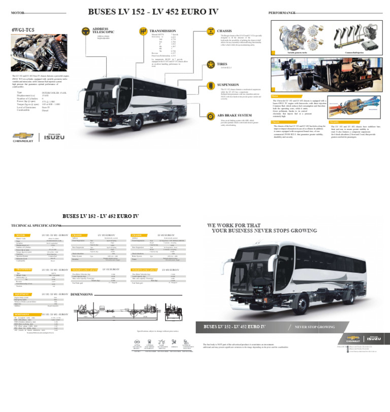 Isuzu LV 152/452 Euro IV Bus Specs | PDF | Engines | Diesel Engine