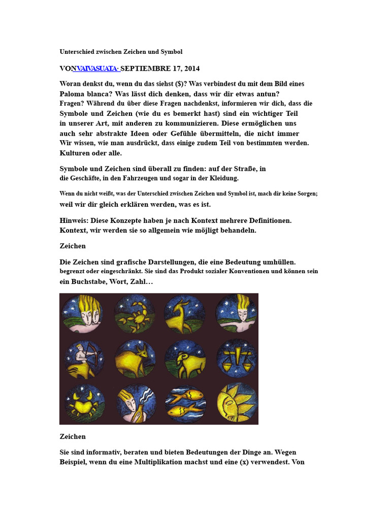 Unterschied zwischen Zeichen und Symbol | PDF