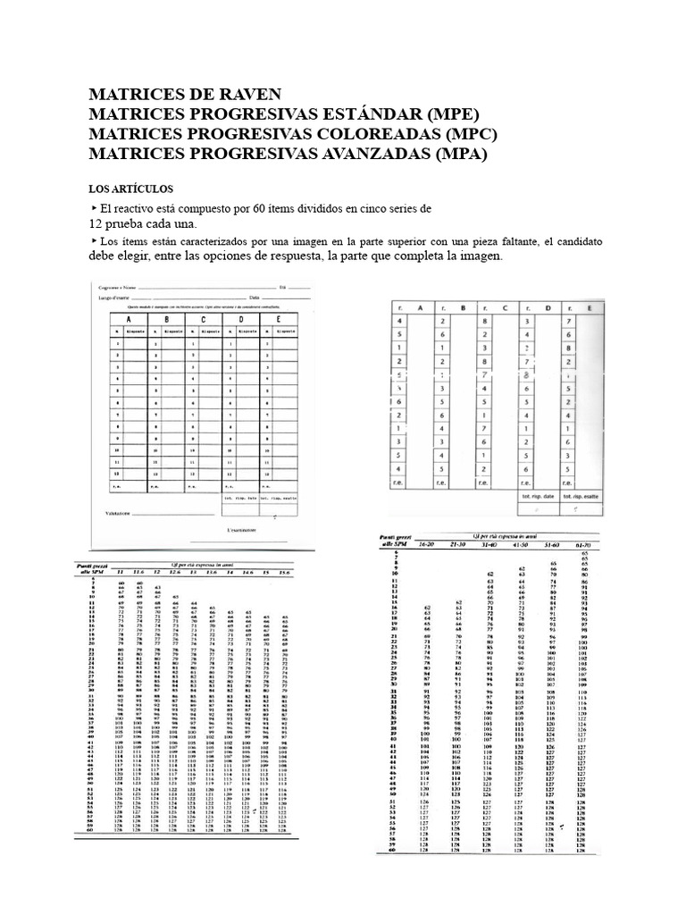 Matrices de Raven | PDF | Inteligencia | Cognición