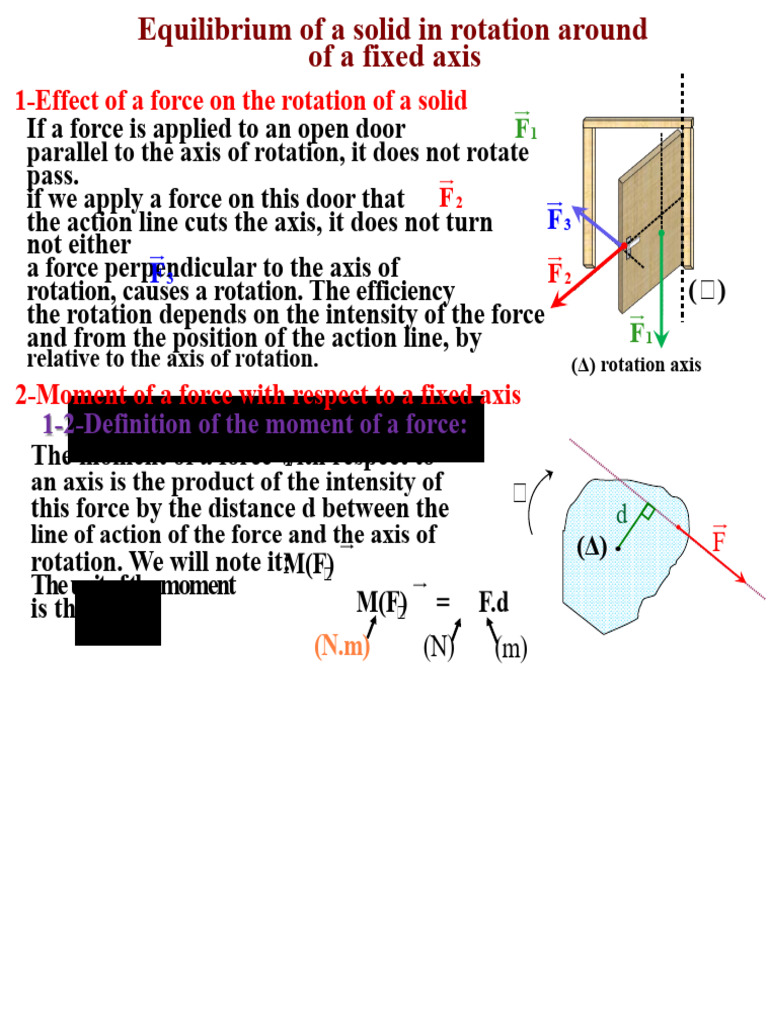 Equilibrium of Rotating Solids Explained | PDF | Rotation | Force