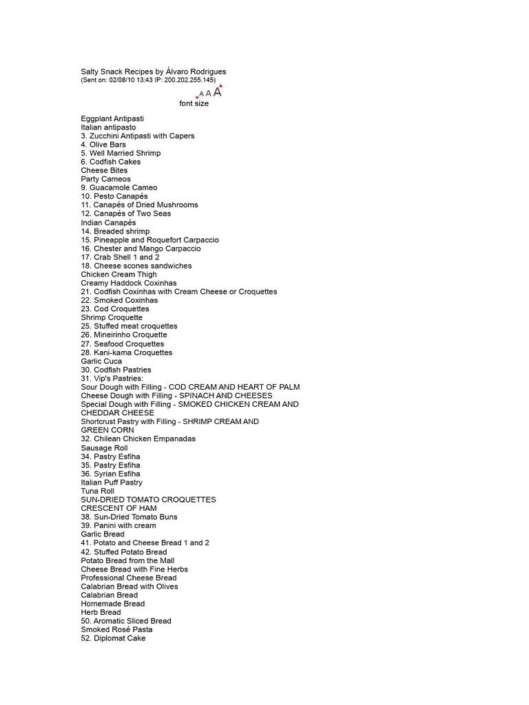 Salty Snack Recipes Collection | PDF | Teaspoon | Breads