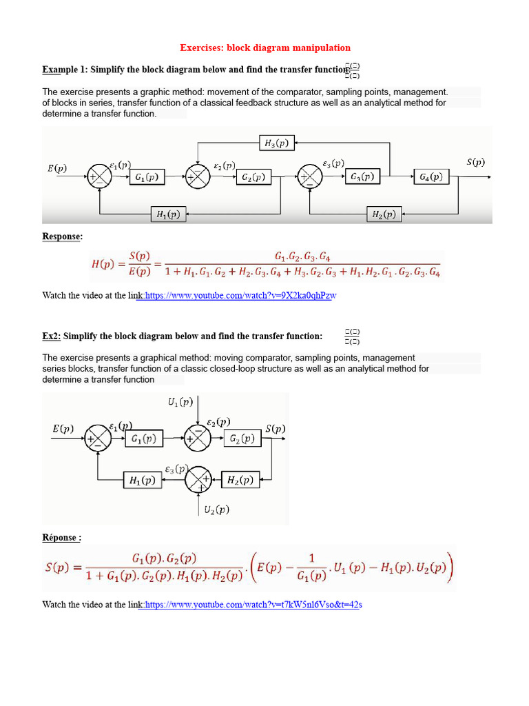 Exercises Manipulation Block Diagram | PDF