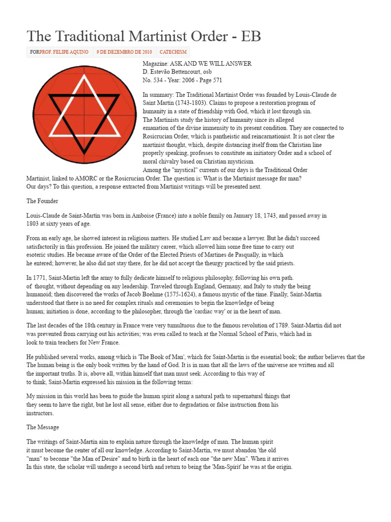 Understanding the Traditional Martinist Order | PDF | Mysticism | God