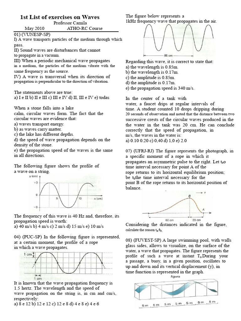 Wave Propagation Exercises and Analysis | PDF | Waves | Frequency