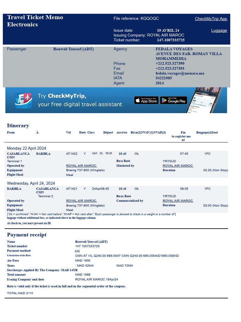Your Electronic Ticket Receipt | PDF