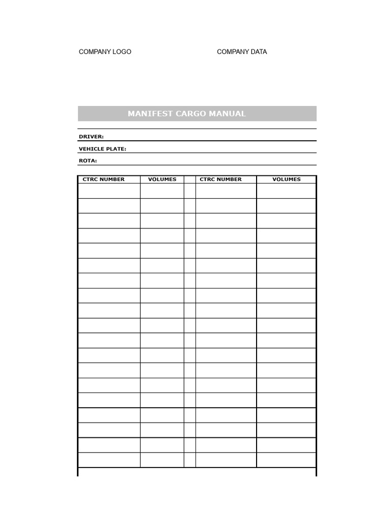 Cargo Manifest Templates | PDF