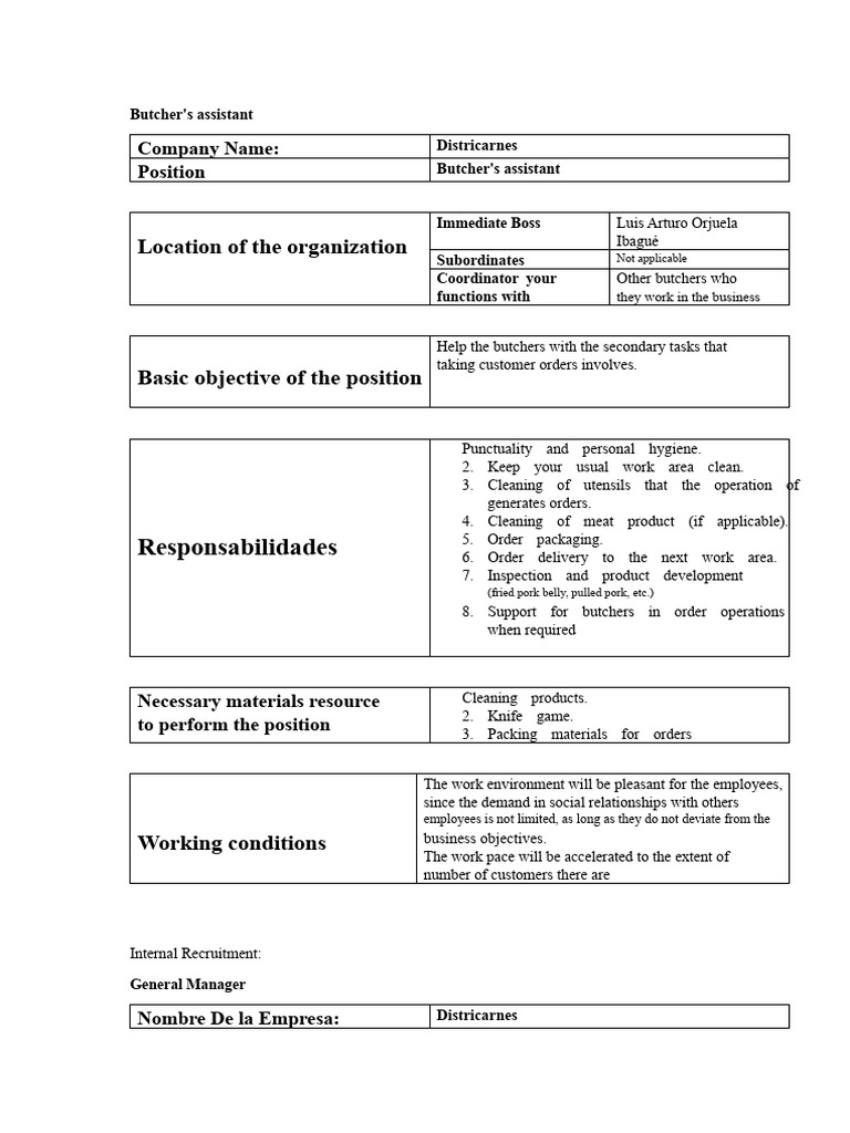 Butcher's assistant | PDF | Business