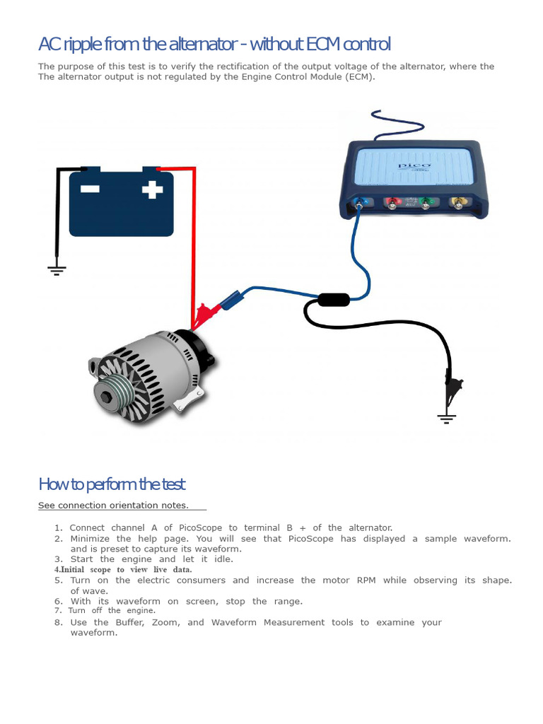Alternator AC Ripple Test Guide | PDF | Rectifier | Manufactured Goods
