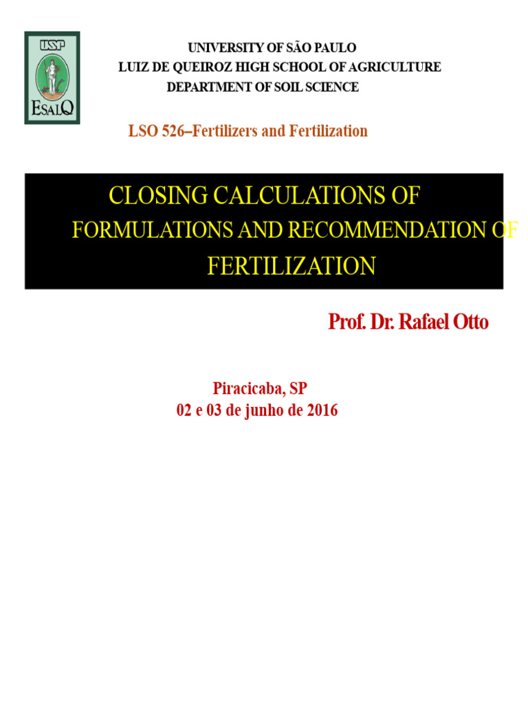 Fertilization Formulation Guidelines | PDF | Fertilizer | Soil