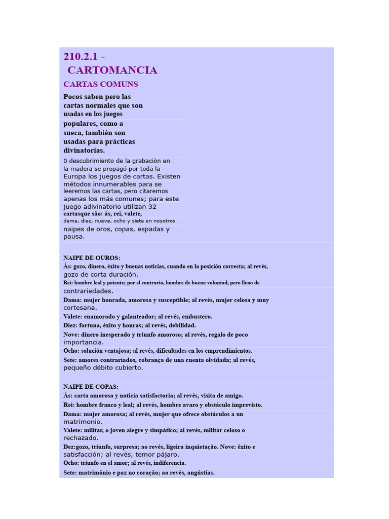 Cartas del Tarot | PDF | Tarot | Jugando a las cartas