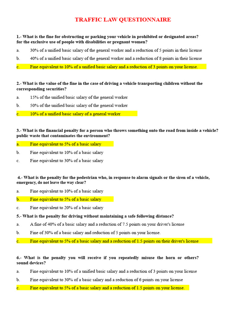 Traffic Law Penalties and Fines Guide | PDF | Pickup Truck | Driver's ...