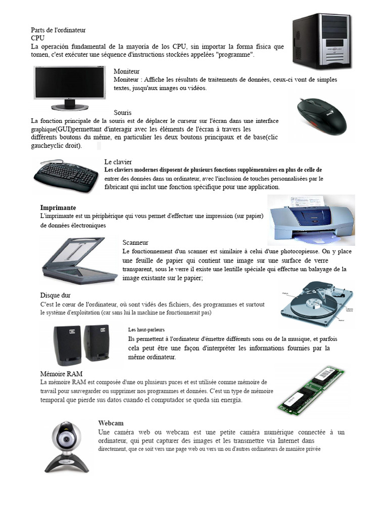 Composants essentiels d'un ordinateur | PDF | Informatique | Matériel ...