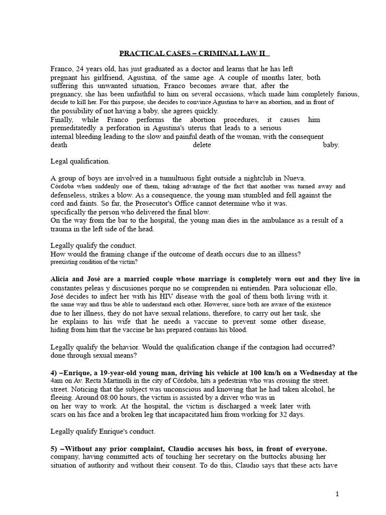 Practical Cases Criminal Law II | PDF | Abortion | Sexuality