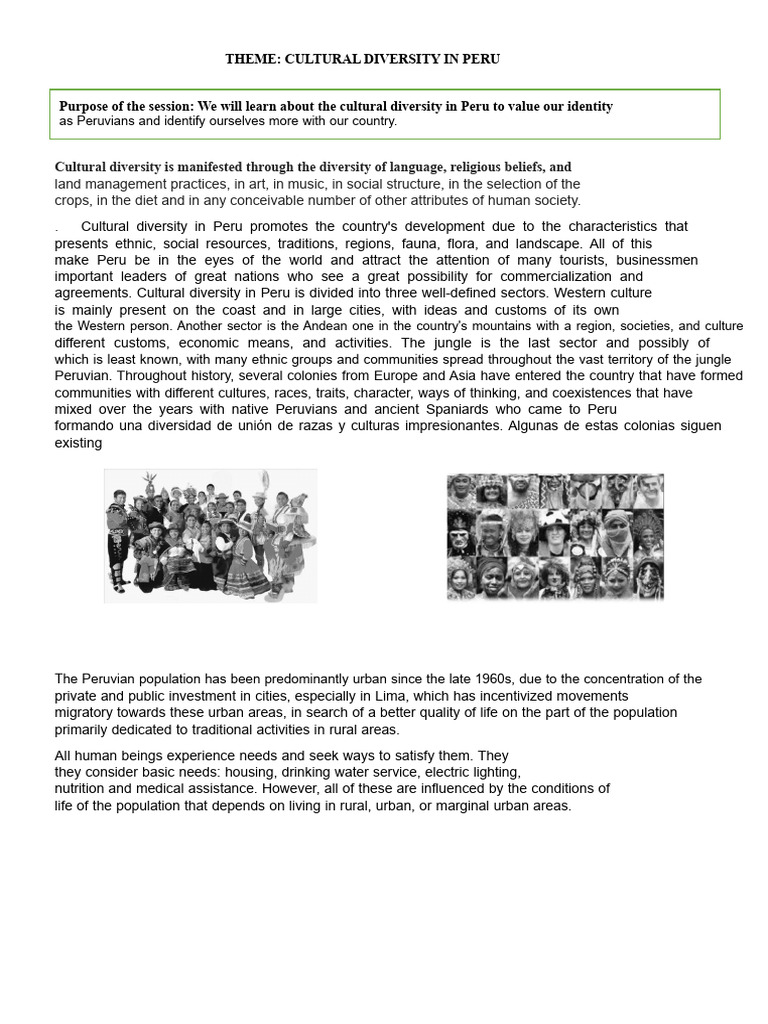 Theme: Cultural Diversity in Peru | PDF | Peru | Ethnicity