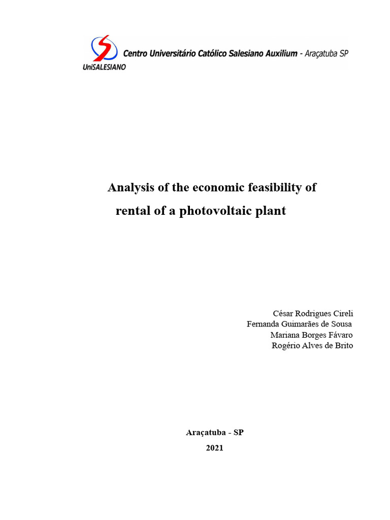 TCC - Analysis of The Economic Viability of Renting A Photovoltaic ...