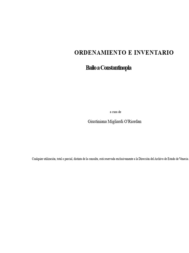 Inventario del Archivo del Bailo en Constantinopla | PDF | República de ...