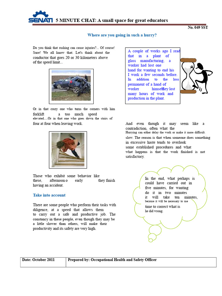 The Dangers of Rushing at Work | PDF | Safety