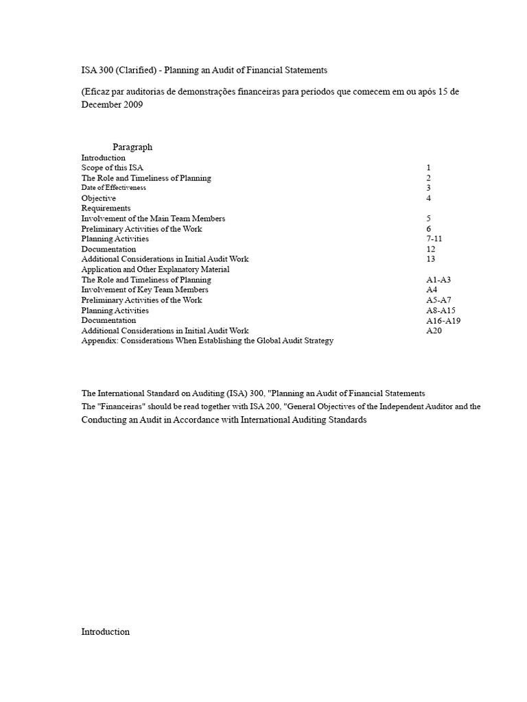 ISA 300: Audit Planning Guidelines | PDF | Audit | Internal Control