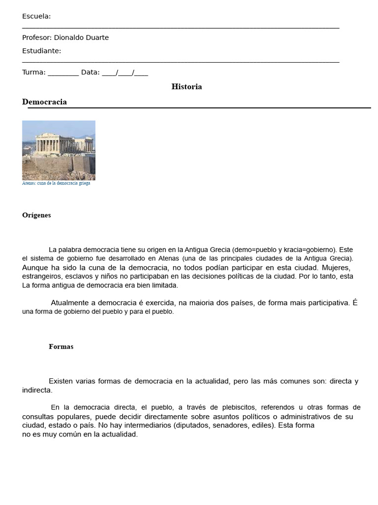 Historia de la Democracia en Atenas | PDF | Democracia | Ideologías ...