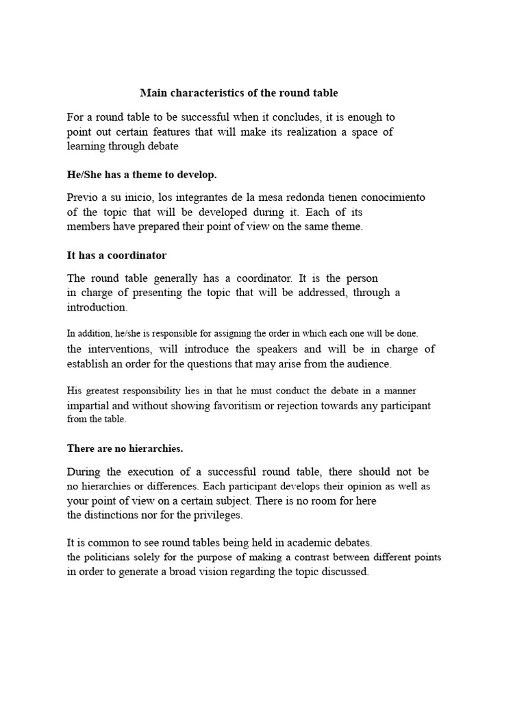 Key Features of Effective Round Tables | PDF