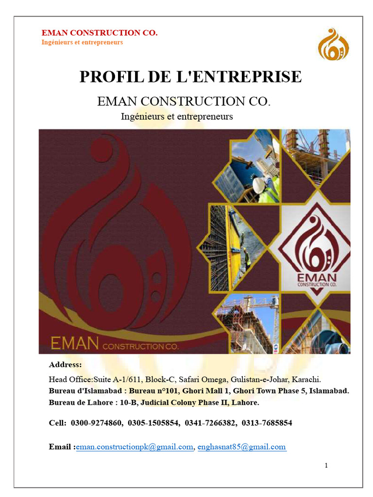 Profil d'Eman Construction Co. | PDF | Sécurité | Management de la qualité