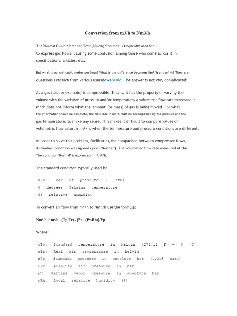 Convert m³/h to Nm³/h Explained PDF — free download