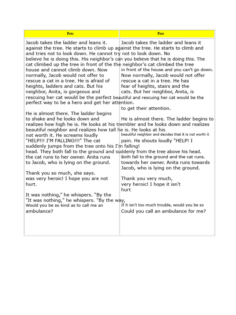 Jacob's Cat Rescue Gone Wrong | PDF