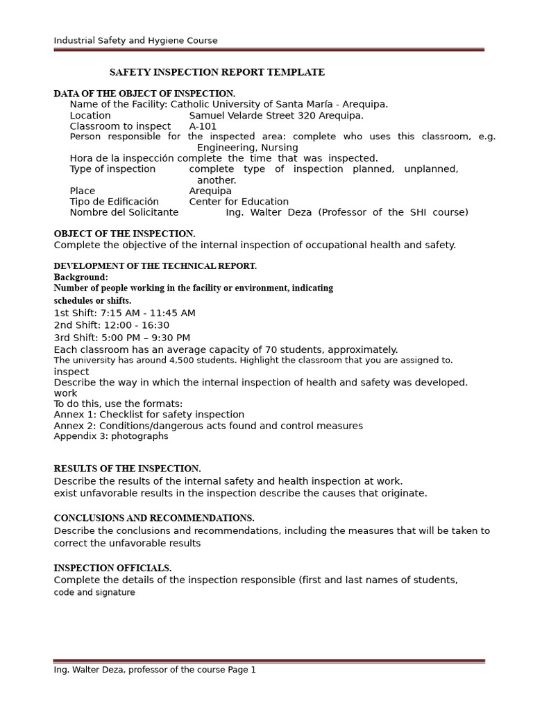 Inspection Report Template | PDF