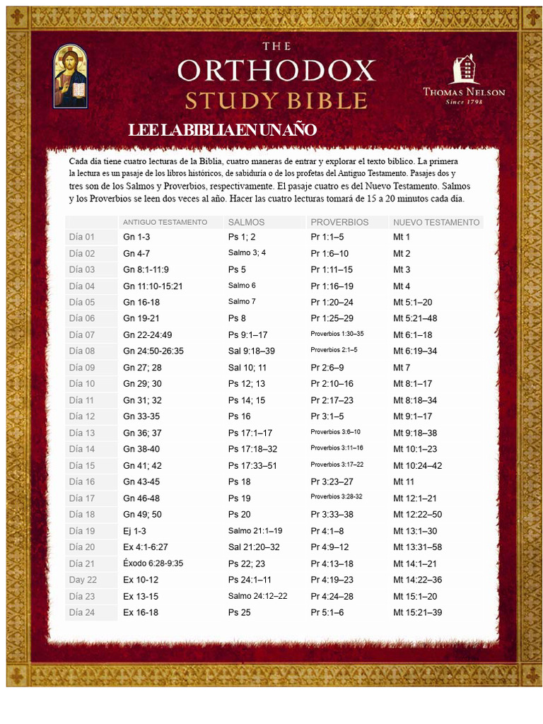 Plan de Lectura de La Biblia 1 Año | PDF | Biblia | Salmos