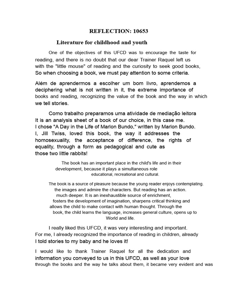 Reflection 10653 PRA, Literature for Childhood and Youth | PDF