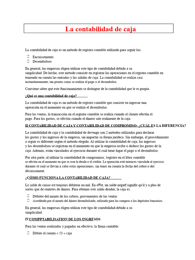 Contabilidad de Caja: Método y Funcionamiento | PDF | Contabilidad | Bancos