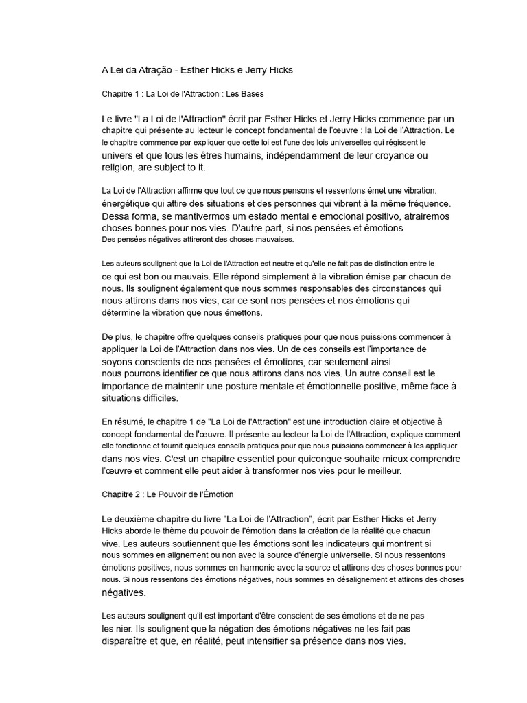 Introduction à la Loi de l'Attraction | PDF | Estime de soi | Loi de l ...