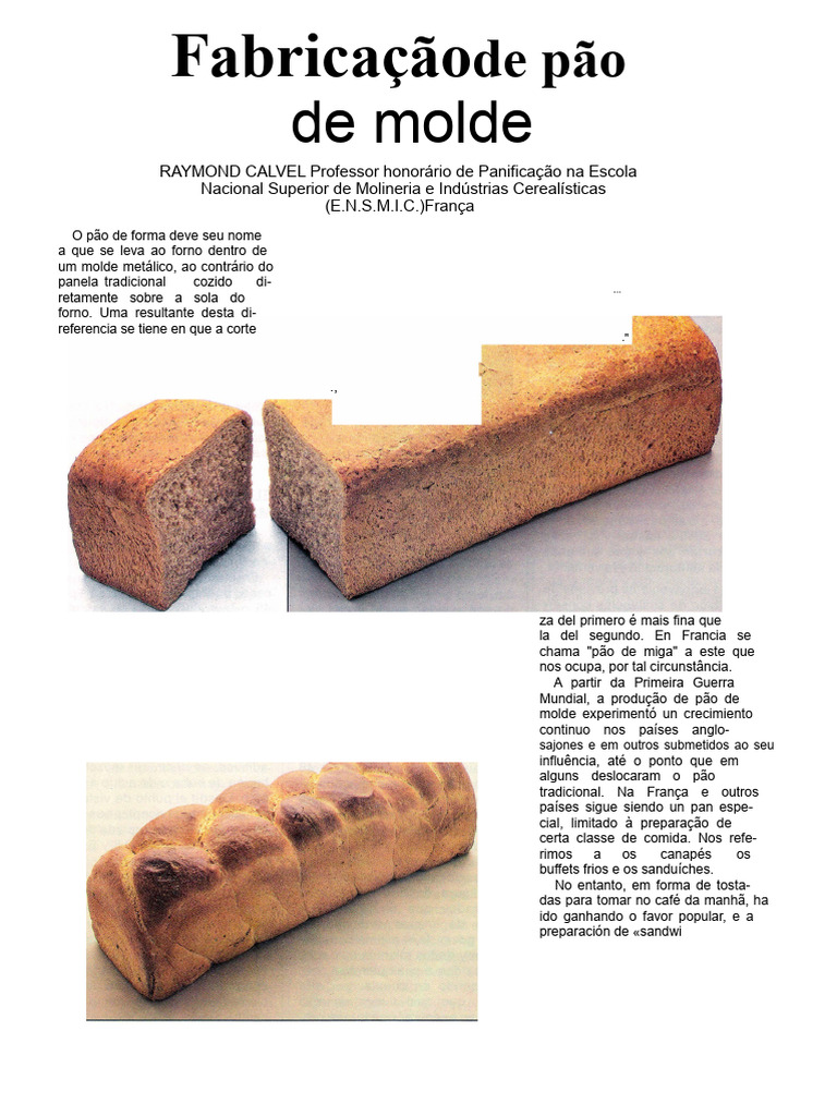 FABRICAÇÃO PÃO DE FORMA.doc | PDF | Pães | Massa