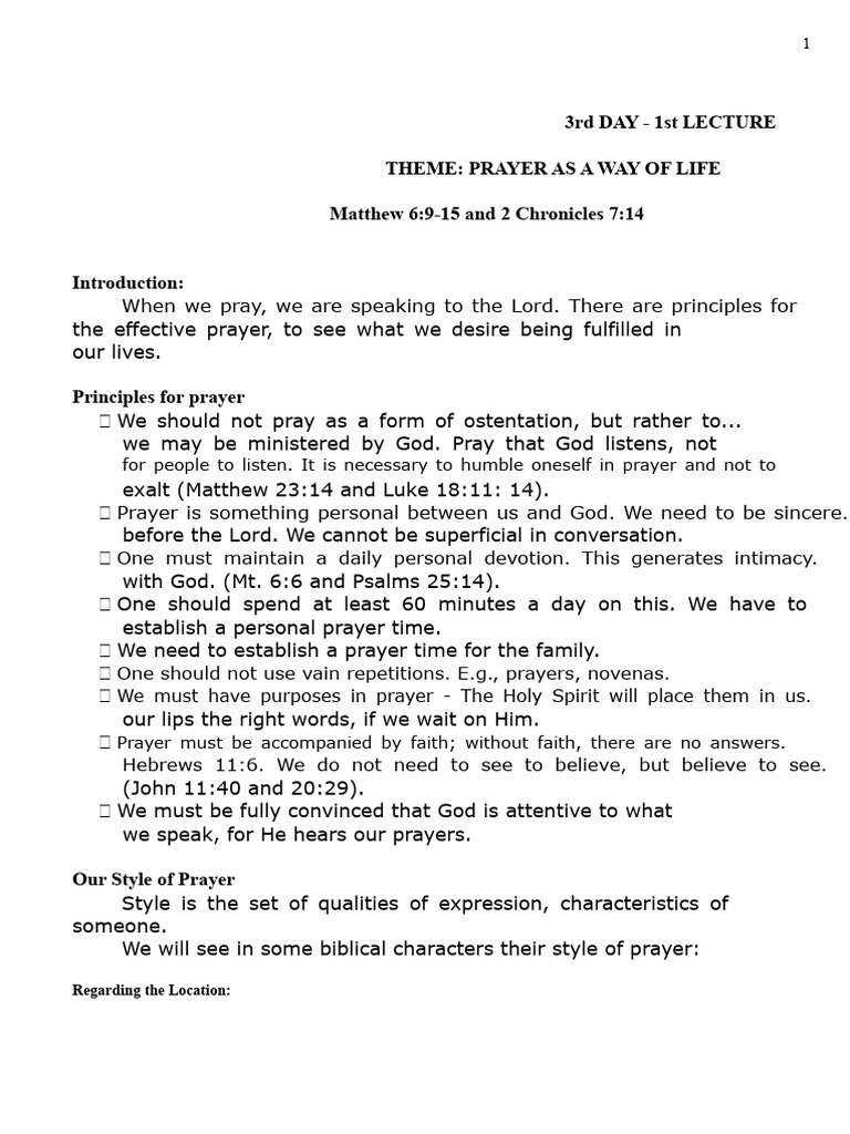 Principles of Effective Prayer | PDF | Prayer | Jesus