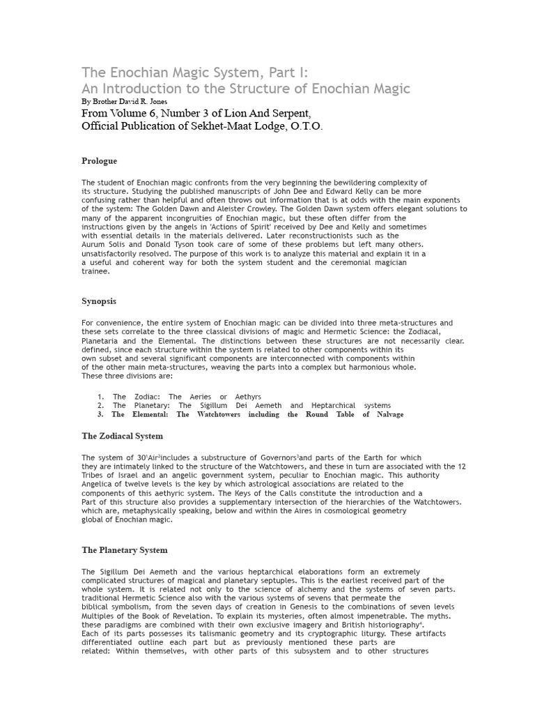 Introduction to Enochian Magic System | PDF | Esotericism ...