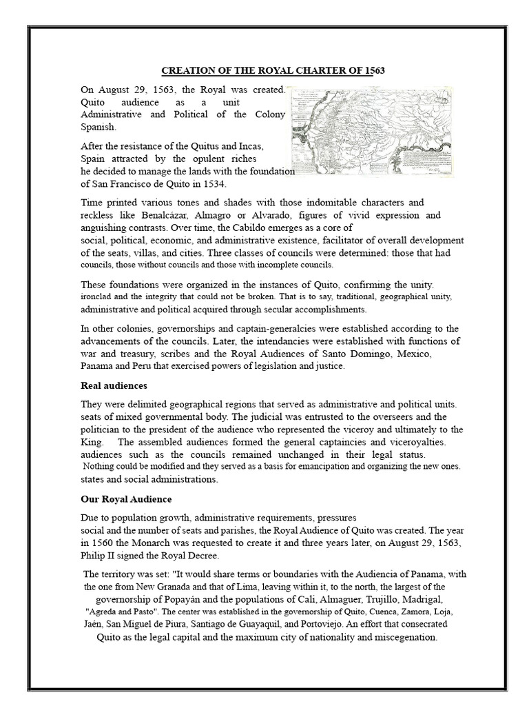 Royal Charter of Quito: 1563 Overview | PDF | Ecuador
