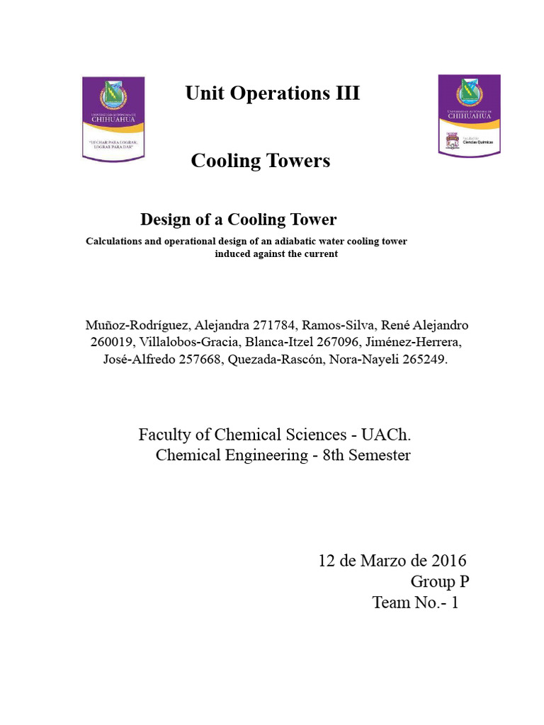 Cooling Tower Design and Calculations | PDF | Humidity | Quantity