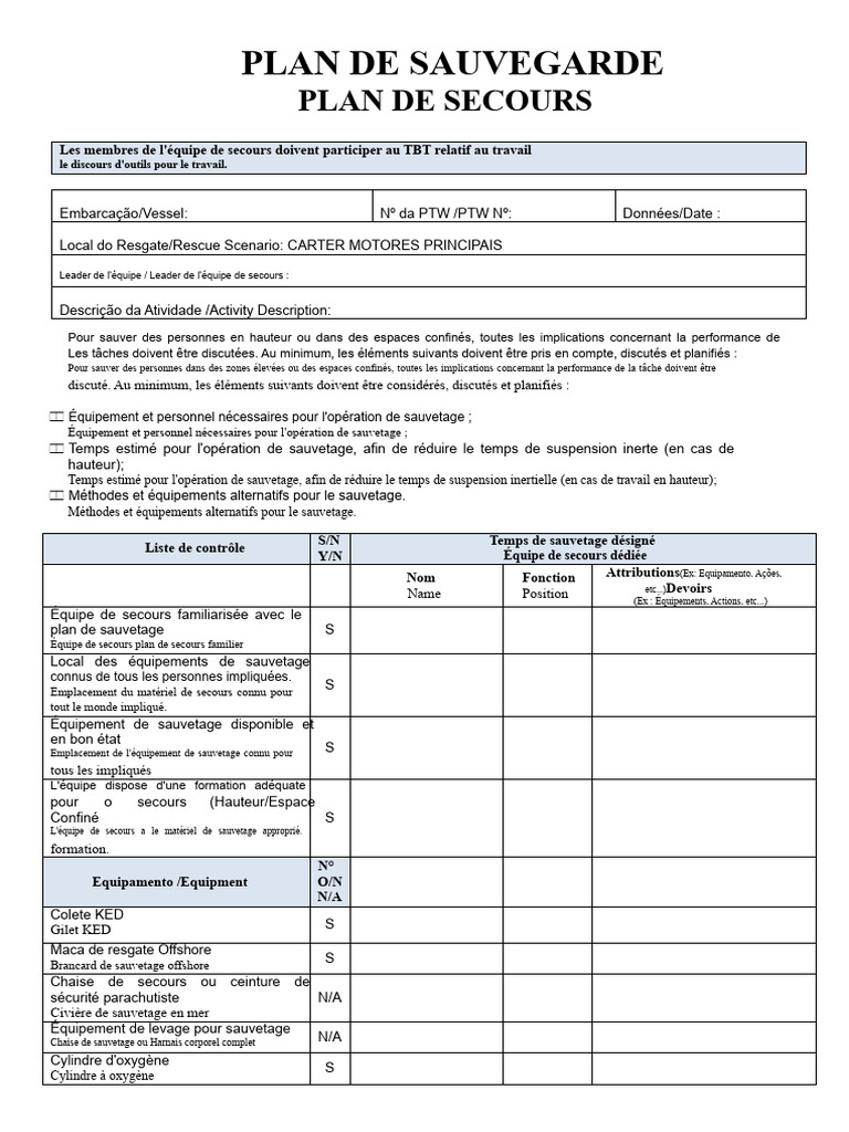 Plan de Sauvetage et Secours en Hauteur | PDF | Allaitement
