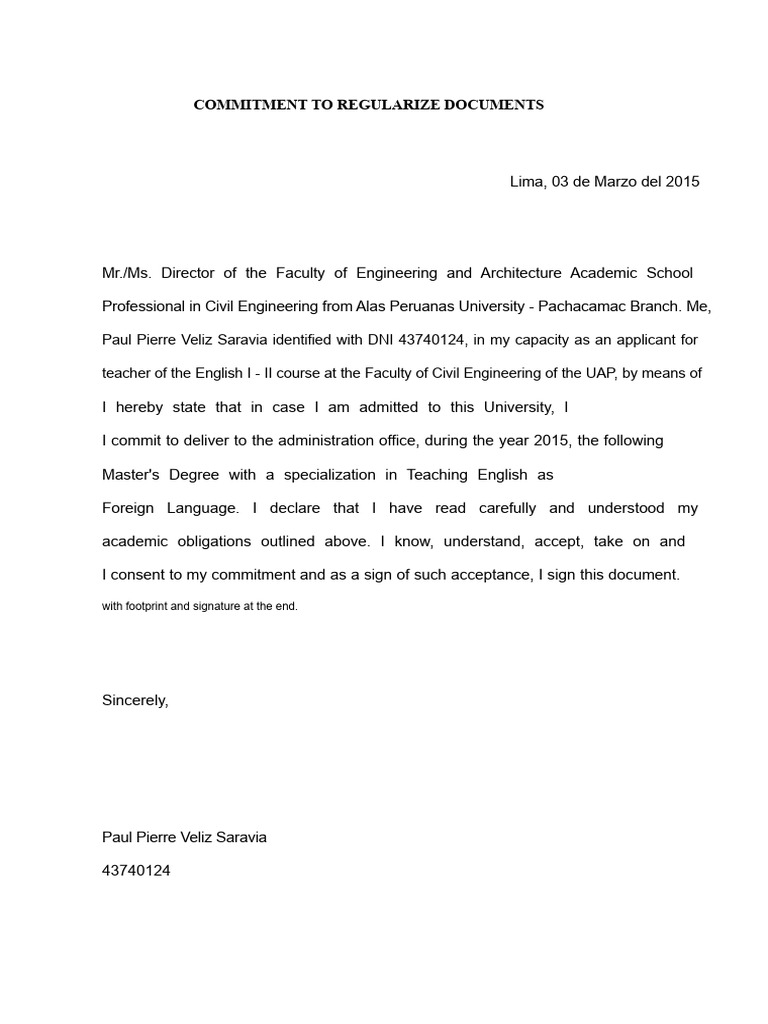 Commitment To Regularization of Documents | PDF