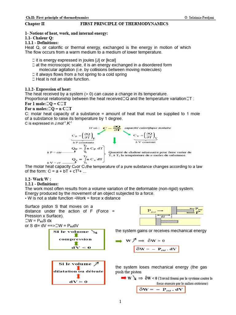 First Law of Thermodynamics | PDF | Heat | Gases