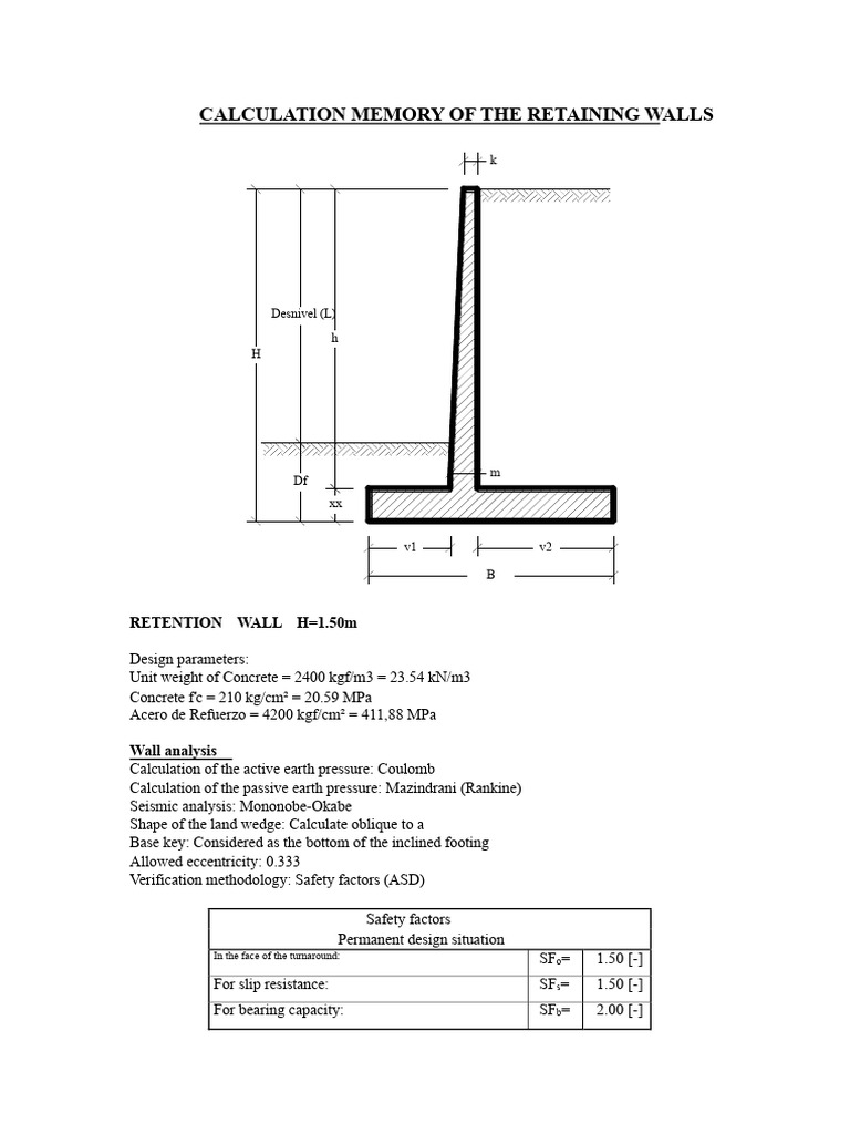 Retaining Wall Design Calculations | PDF | Structural Engineering ...