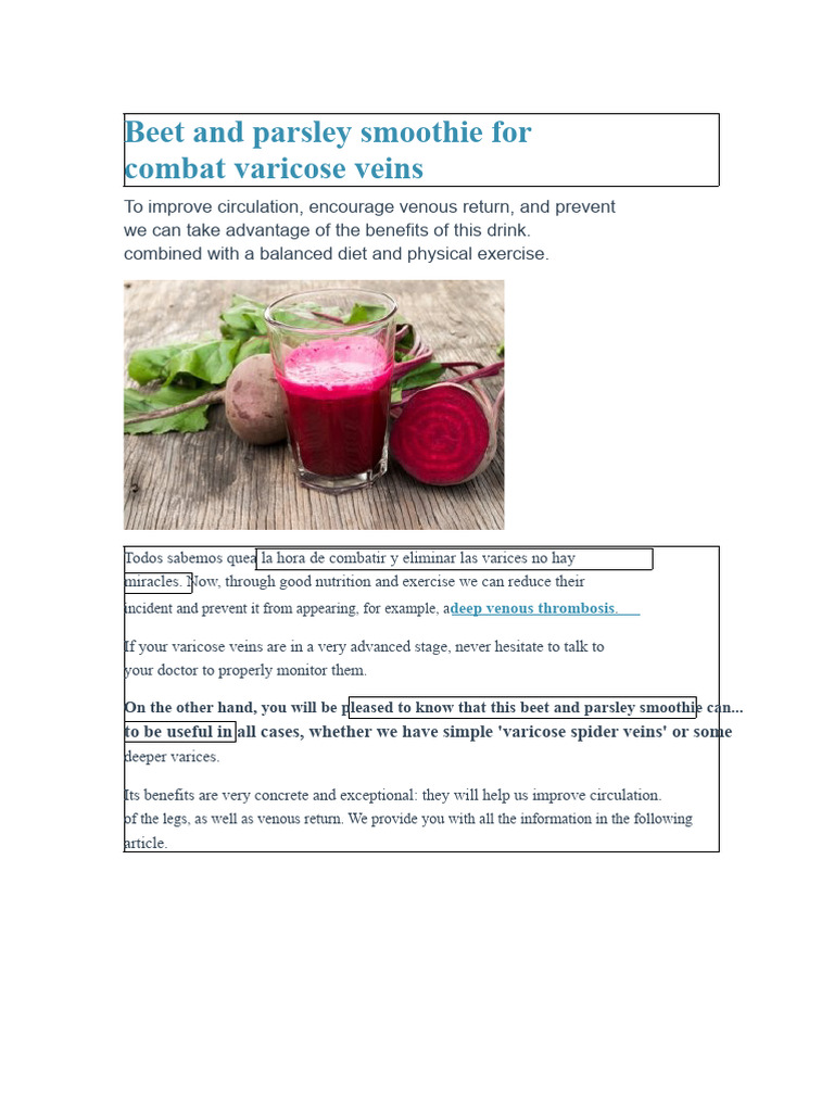 Beet and parsley smoothie to combat varicose veins | PDF | Vein | Beetroot