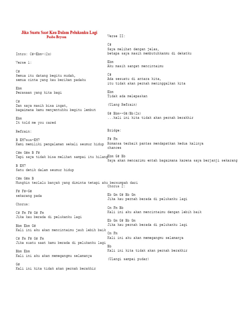 Lirik Lagu "Jika Suatu Saat Kau Dalam Pelukanku" | PDF
