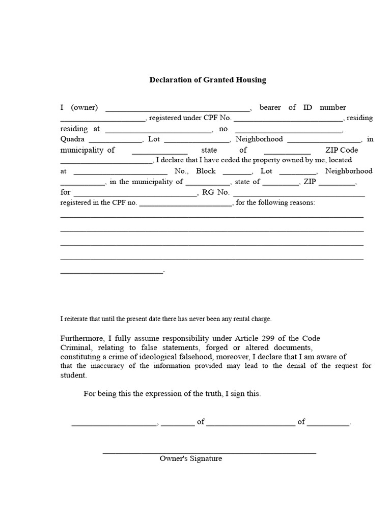 Declaration of Granted Residence | PDF