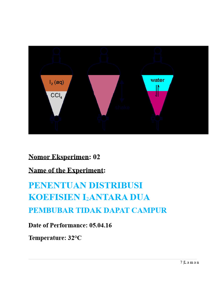 Koefisien Distribusi Iodin dalam Pelarut | PDF