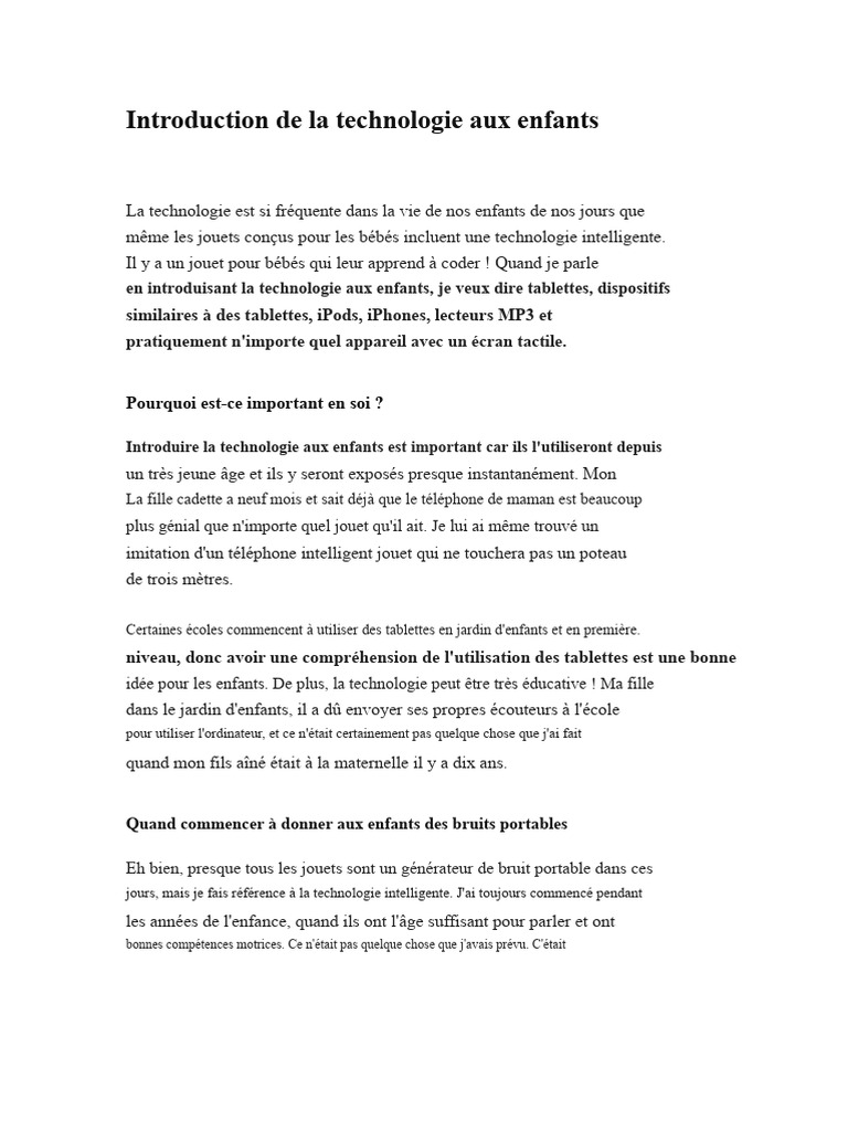 Introduction à la technologie pour enfants | PDF | iPad | iPhone