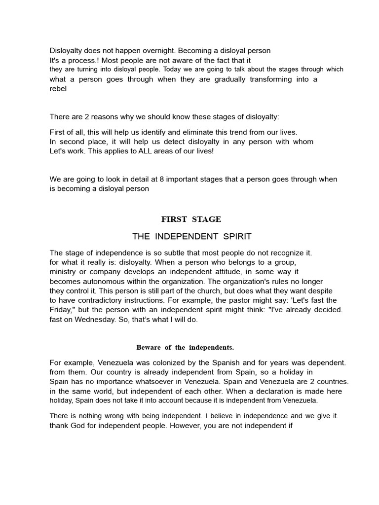Stages of Disloyalty Explained | PDF | Books Of Samuel | David