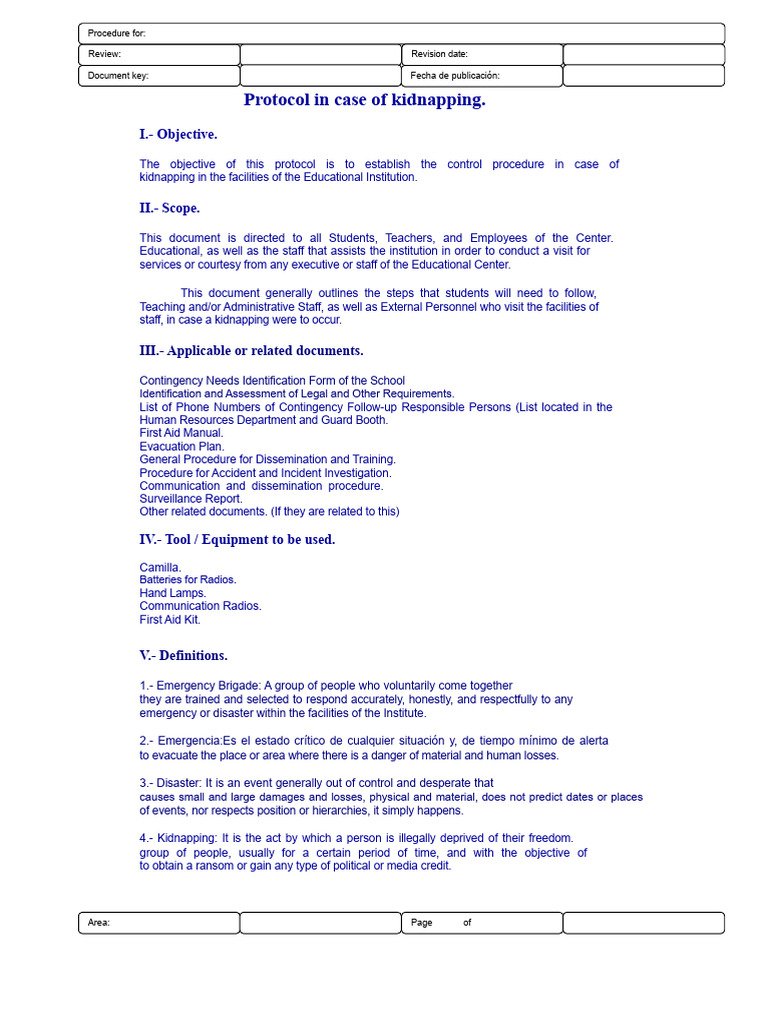 Kidnapping Response Protocol for Schools | PDF | Kidnapping