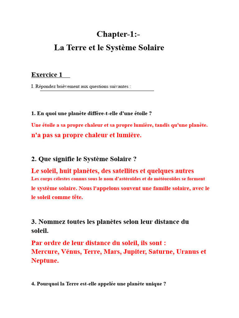 La Terre et le Système Solaire expliqué | PDF